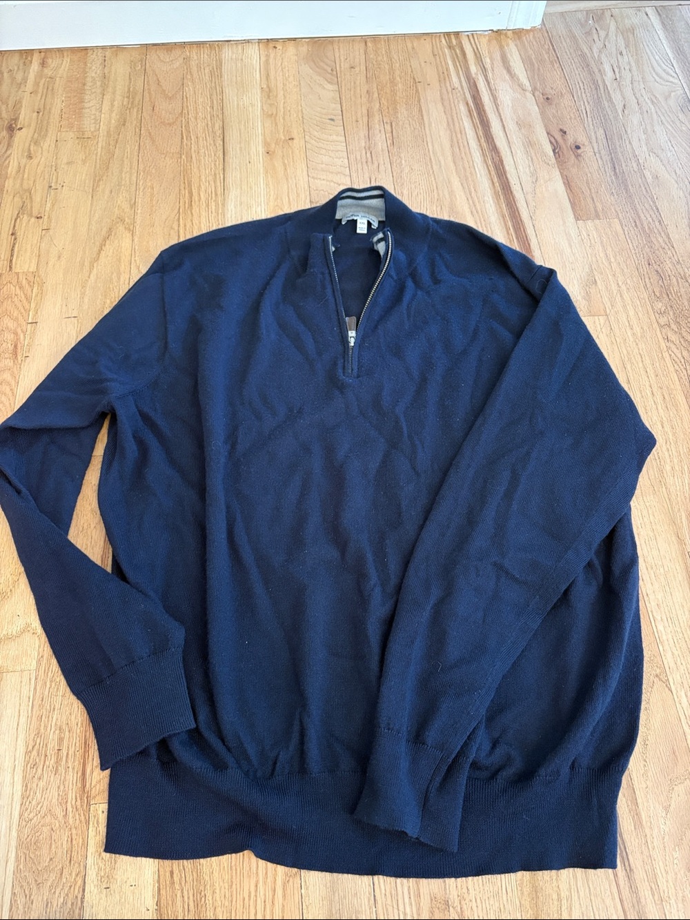 Peter Millar Navy Half-Zip V-Neck Sweater
